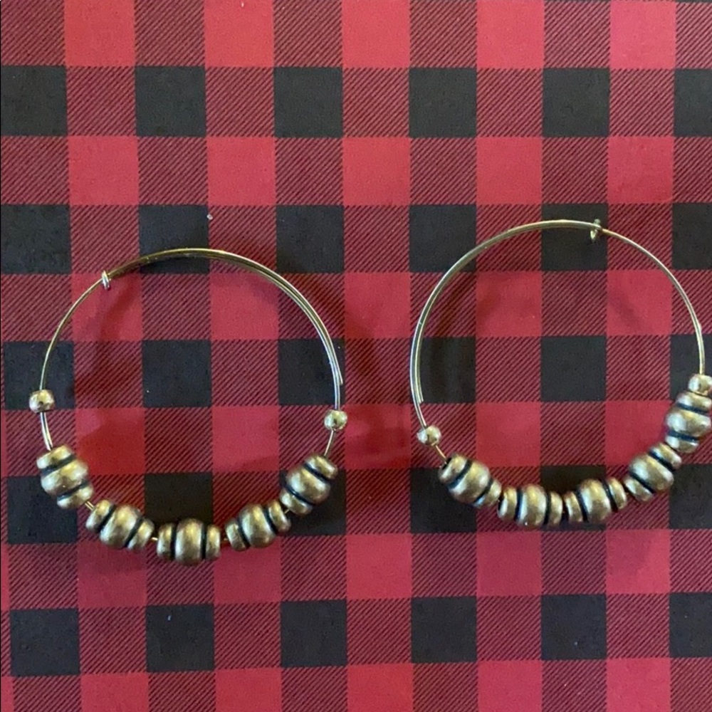 Earrings; Gold; Beaded; Hoop; Pierced; Earrings